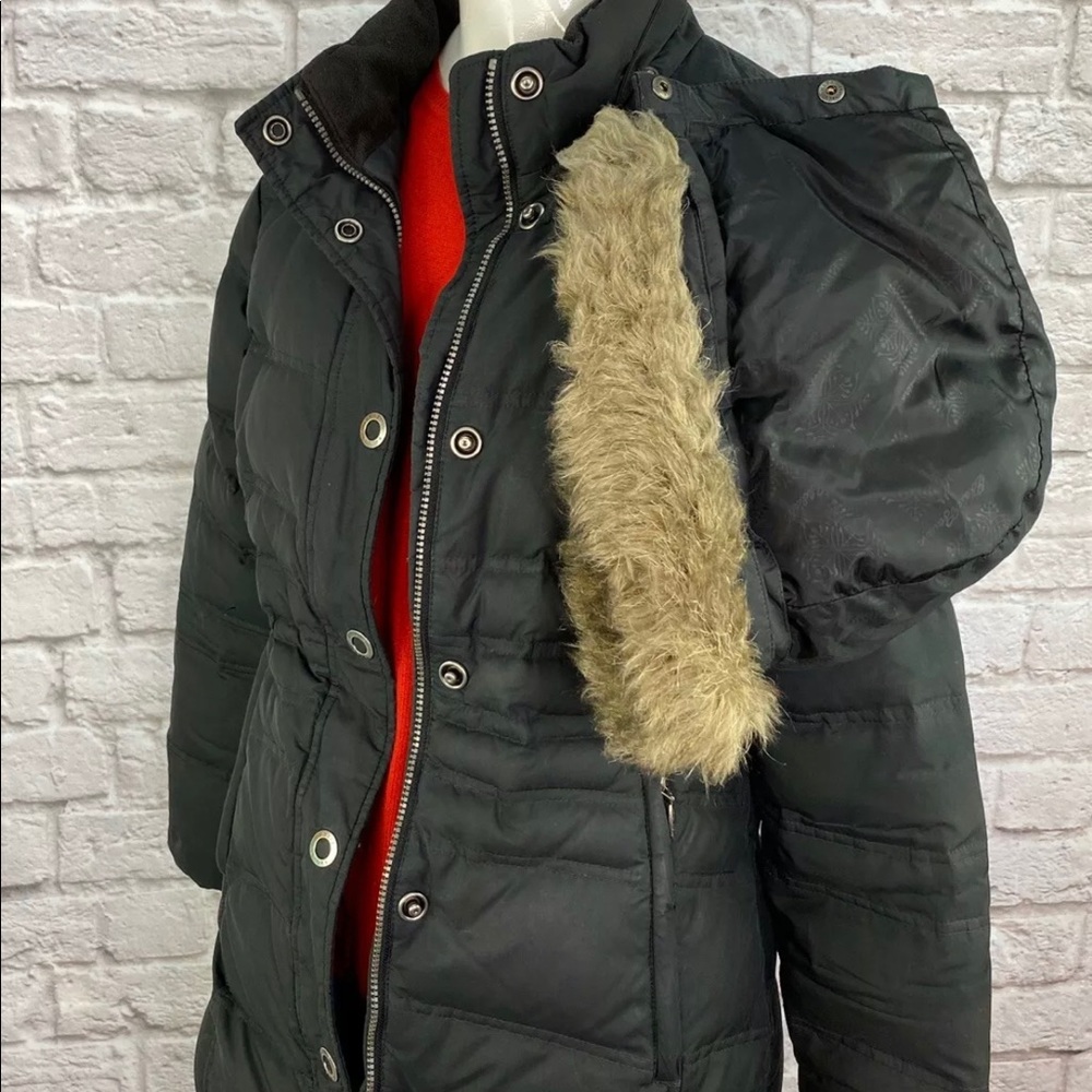 Eddie Bauer Goose Down Hooded Coat Black  XS